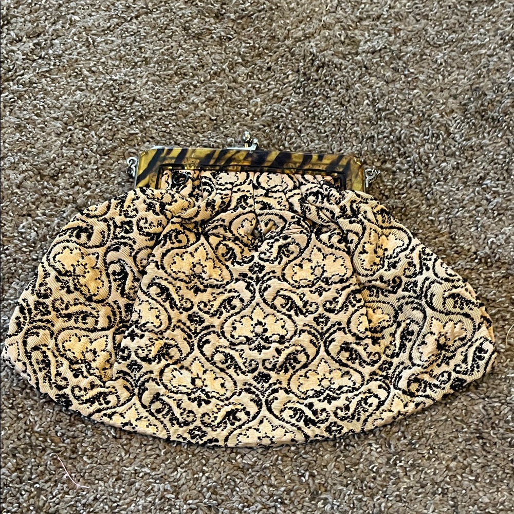 Vintage Style Black and Tan Clutch